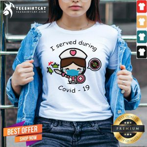 Pretty Nurse Face Mask I Served During Covid 19 V Neck- Design By Teeshirtcat.com