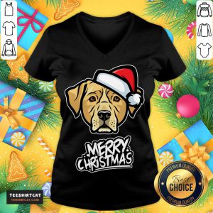 Christmas Dog Santa Hat Labrador Retriever Christmas Dog T-V Neck- Design By Teeshirtcat.com