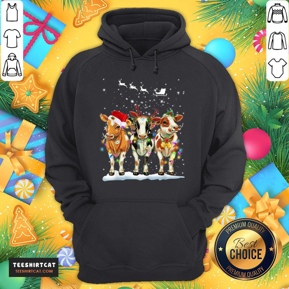 Top Cows Reindeer Christmas Lights Hat Santa for Cow Lover Xmas Gifts Cows Reindeer Christmas Lights T-Hoodie - Design By Teeshirtcat.com Top Cows Reindeer Christmas Lights Hat Santa for Cow Lover Xmas Gifts Cows Reindeer Christmas Lights T-Hoodie - Design By Teeshirtcat.com