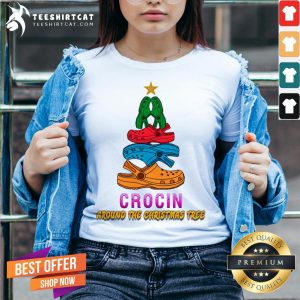 Top Crocin Around The Christmas Tree Funny Xmas 2020 Gift Crocin Around The Christmas Tree T-V Neck- Design By Teeshirtcat.com