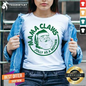 Mama Claus Jolly As A Mother Santa Claus Christmas V Neck - Design By Teeshirtcat.com