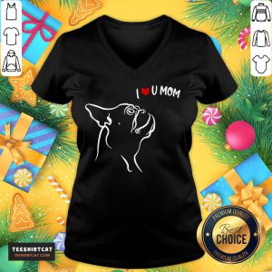 Top Pug I Love You Mom V Neck- Design By Teeshirtcat.com