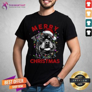 Top Rottweiler Christmas Lights Shirt - Design By Teeshirtcat.com