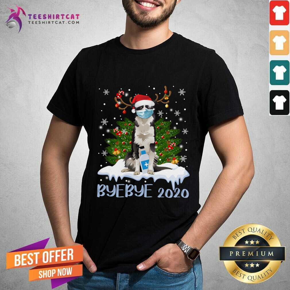 Santa Bernese Mountain Dog Face Mask Bye Bye 2020 Merry Christmas Tree Shirt - Design By Teeshirtcat.com