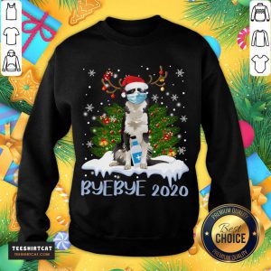 Santa Bernese Mountain Dog Face Mask Bye Bye 2020 Merry Christmas Tree Sweatshirt- Design By Teeshirtcat.com