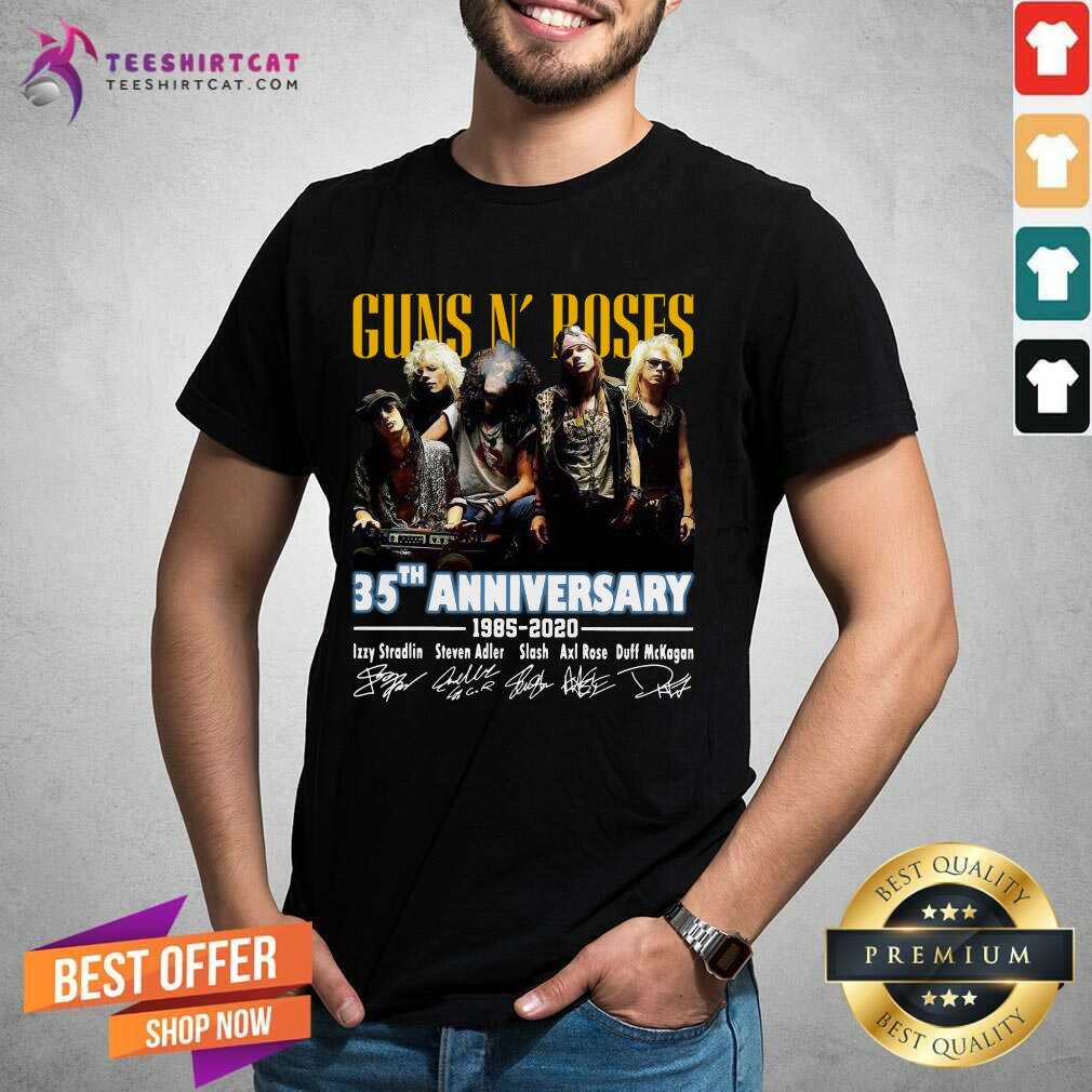 Awesome Guns N' Roses 35th Anniversary 1985 2021 Signatures Shirt - Design By Teeshirtcat.com
