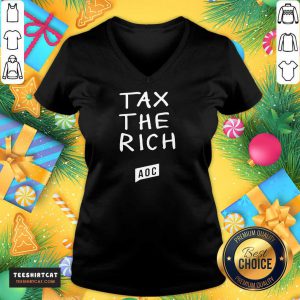 Logo Aoc Tax The Rich V Neck- Design By Teeshirtcat.com