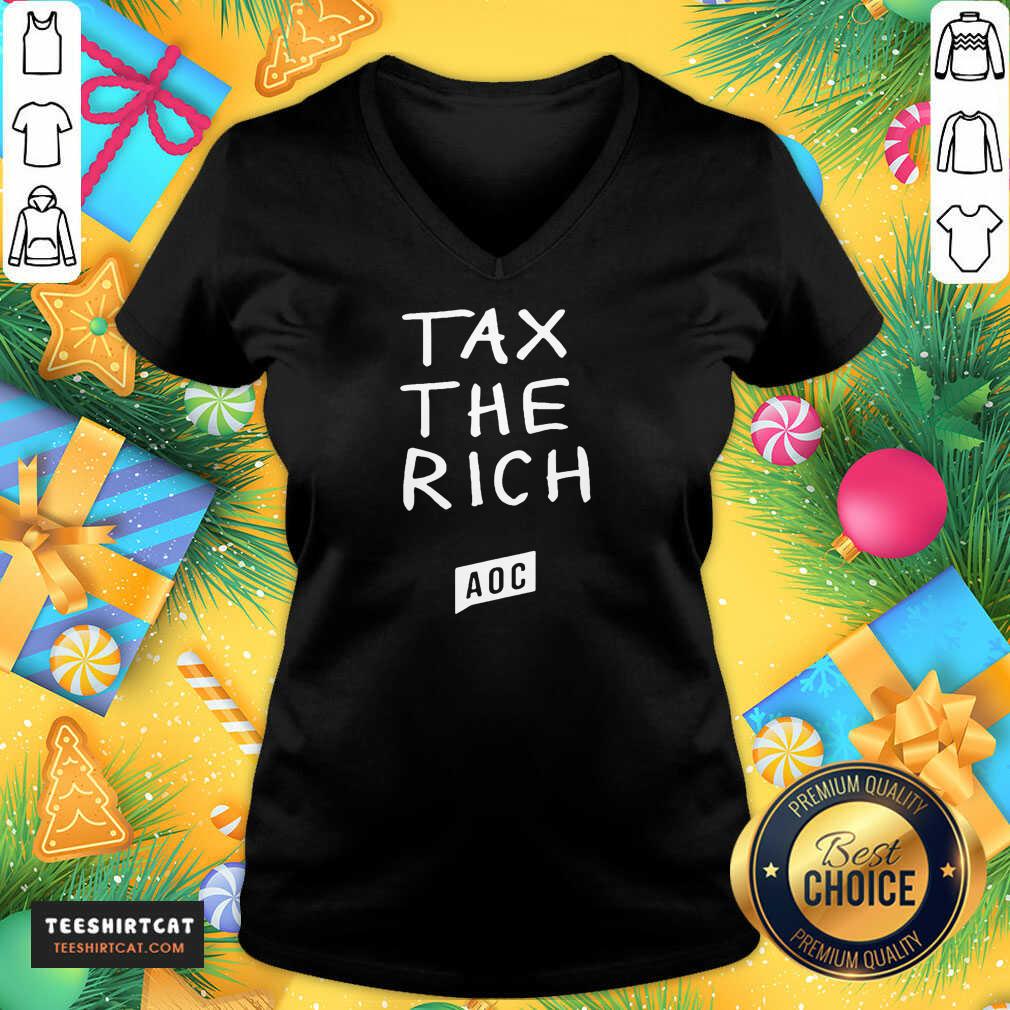 Logo Aoc Tax The Rich V Neck- Design By Teeshirtcat.com Logo Aoc Tax The Rich V Neck- Design By Teeshirtcat.com