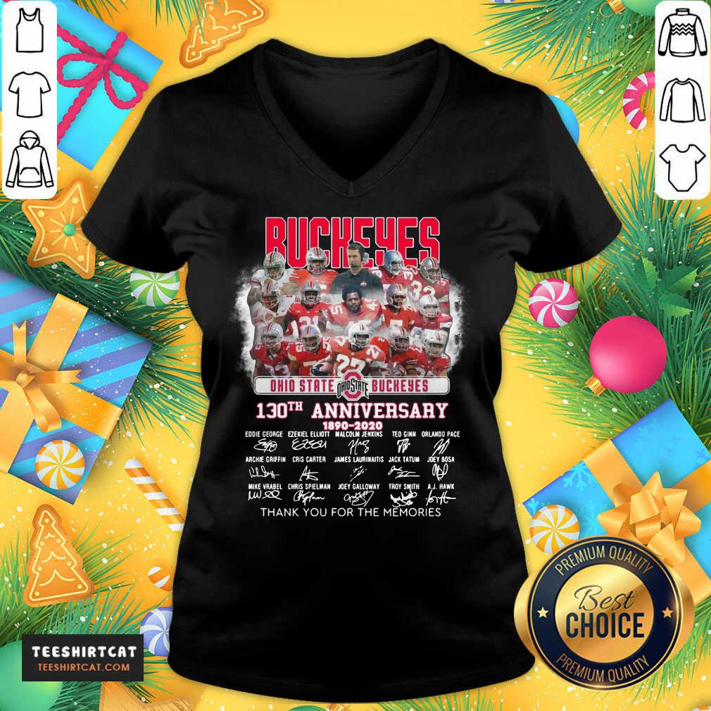 Ohio State Buckeyes 130th Anniversary 1890 2020 Thank You For The Memories Signatures V Neck- Design By Teeshirtcat.com Ohio State Buckeyes 130th Anniversary 1890 2020 Thank You For The Memories Signatures V Neck- Design By Teeshirtcat.com