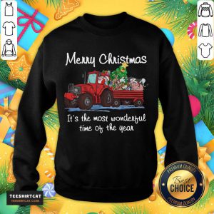 Santa Claus And Animal Merry Christmas It's The Most Wonderful Time Of The Year Sweatshirt - Design By Teeshirtcat.com