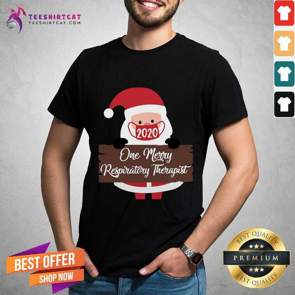 Santa Claus Face Mask 2020 One Merry Respiratory Therapist Christmas Shirt - Design By Teeshirtcat.com