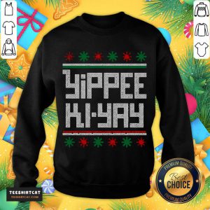 Yippee Ki Yay Funny Christmas Cross Stitch Pullover Sweatshirt- Design By Teeshirtcat.com