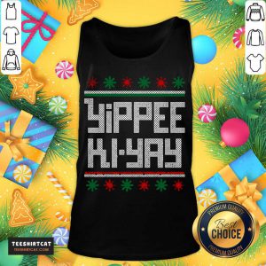 Yippee Ki Yay Funny Christmas Cross Stitch Pullover Tank Top- Design By Teeshirtcat.com