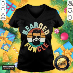 Cool Bearded Funcle Funny Uncle Vintage Retro V Neck- Design By Teeshirtcat.com