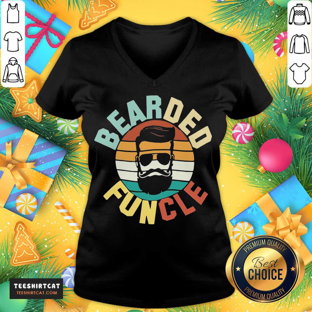 Cool Bearded Funcle Funny Uncle Vintage Retro V Neck- Design By Teeshirtcat.com Cool Bearded Funcle Funny Uncle Vintage Retro V Neck- Design By Teeshirtcat.com