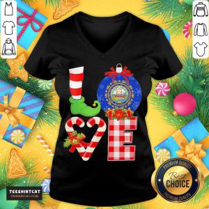 Elf Love Seal Of The State Of Hampshire 1776 Christmas Sweater V Neck - Design By Teeshirtcat.com