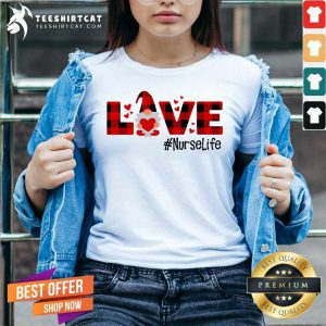 Gnome Love Valentine Nurse Life V Neck- Design By Teeshirtcat.com