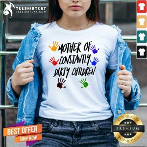 Mother Of Constantly Dirty Children Mom Facts V Neck- Design By Teeshirtcat.com