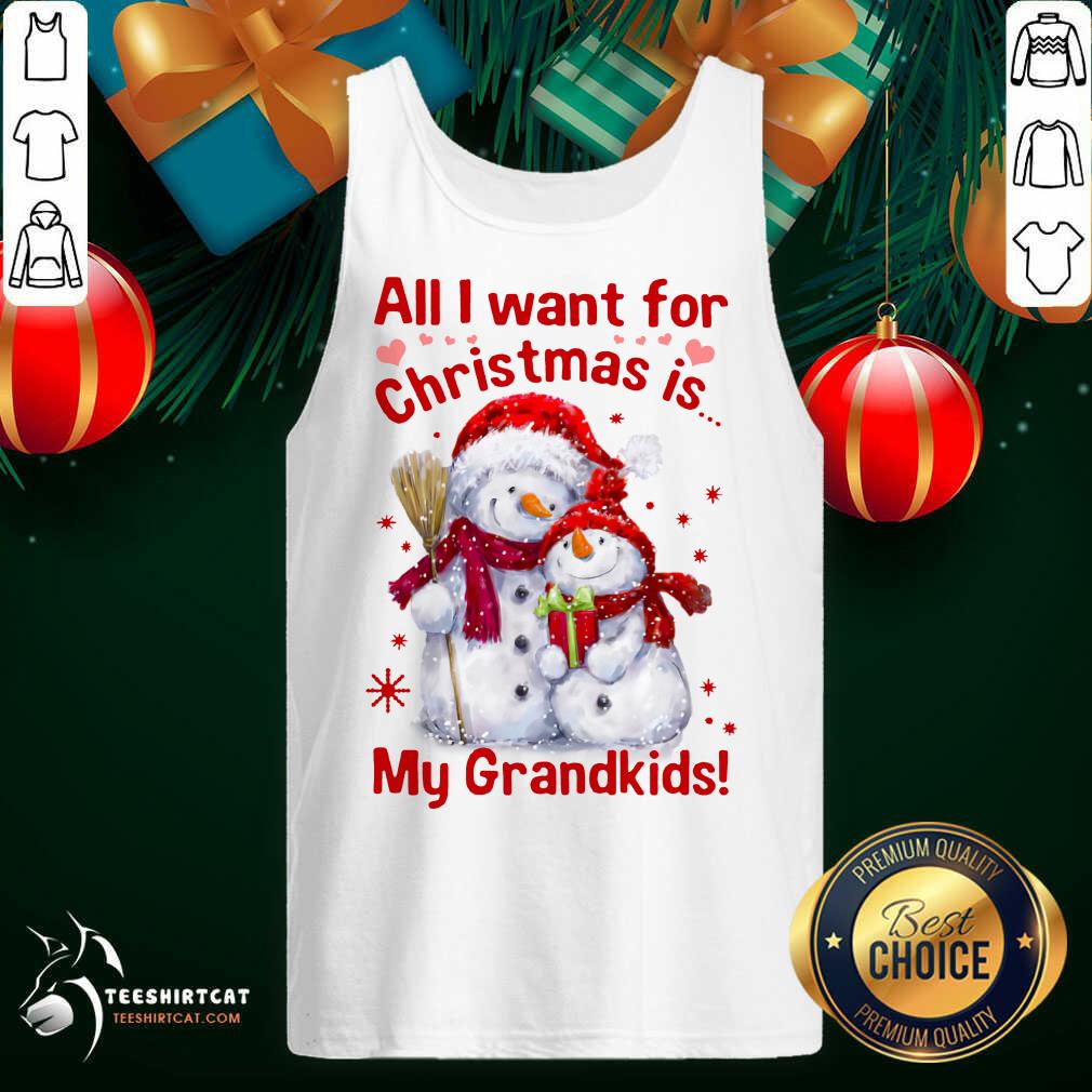 Snowman All I Want For Christmas Is My Grandkids Tank Top- Design By Teeshirtcat.com