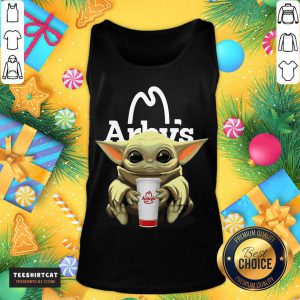 Baby Yoda Hugs Arby'S Tank Top- Design By Teeshirtcat.com