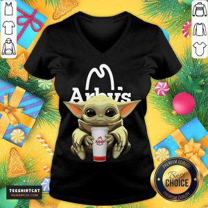 Baby Yoda Hugs Arby'S V Neck- Design By Teeshirtcat.com