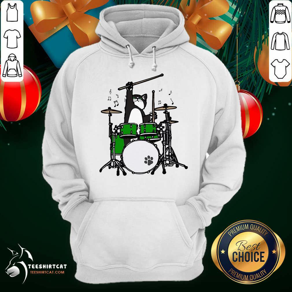 Cat Meow Band And Drum Hoodie - Design By Teeshirtcat.com