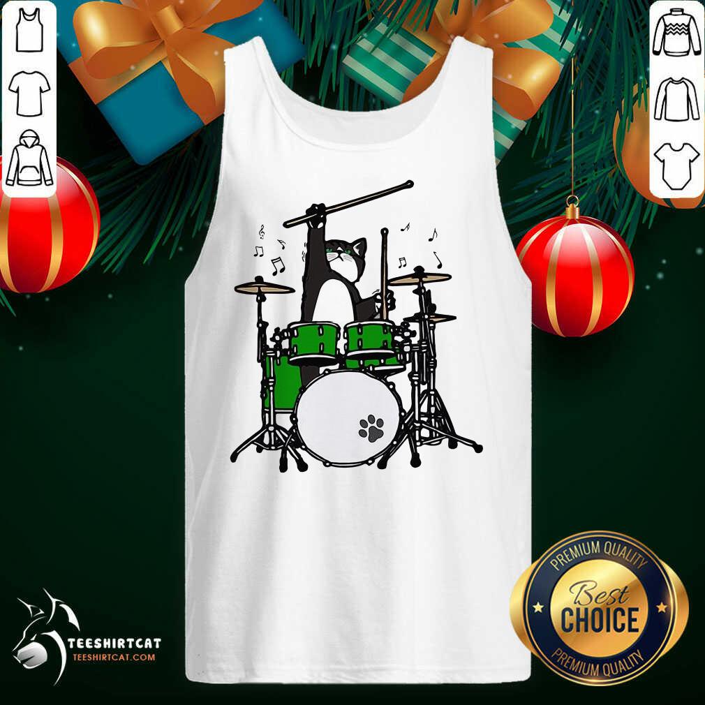 Cat Meow Band And Drum Tank Top - Design By Teeshirtcat.com