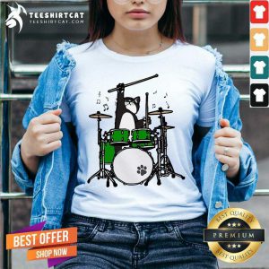 Cat Meow Band And Drum V Neck - Design By Teeshirtcat.com