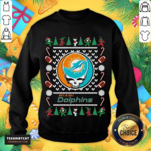 Miami Dolphins Grateful Dead Ugly Christmas Sweater Sweatshirt- Design By Teeshirtcat.com