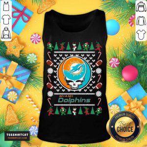 Miami Dolphins Grateful Dead Ugly Christmas Sweater Tank Top- Design By Teeshirtcat.com
