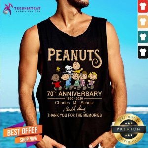The Peanuts 70th Anniversary 1950 2020 Thank You For The Memories Signature Tank Top- Design By Teeshirtcat.com
