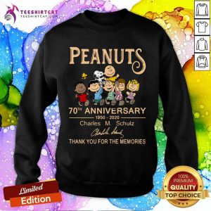 The Peanuts 70th Anniversary 1950 2020 Thank You For The Memories Signature Sweatshirt- Design By Teeshirtcat.com