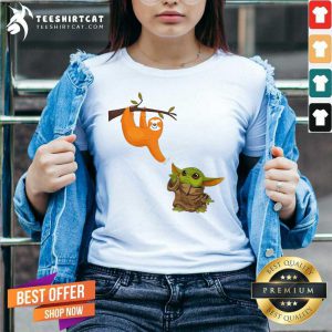 Baby Yoda And Sloth V Neck- Design By Teeshirtcat.com