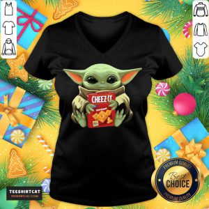 Baby Yoda Hugs Cheez It Box V Neck - Design By Teeshirtcat.com