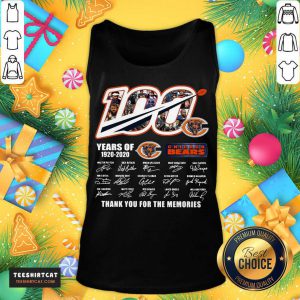 Chicago Bears 100 Years Of 1920 2020 Thank You For The Memories Signatures Tank Top - Design By Teeshirtcat.com