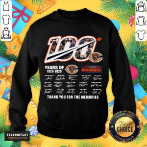 Chicago Bears 100 Years Of 1920 2020 Thank You For The Memories Signatures Sweatshirt - Design By Teeshirtcat.com