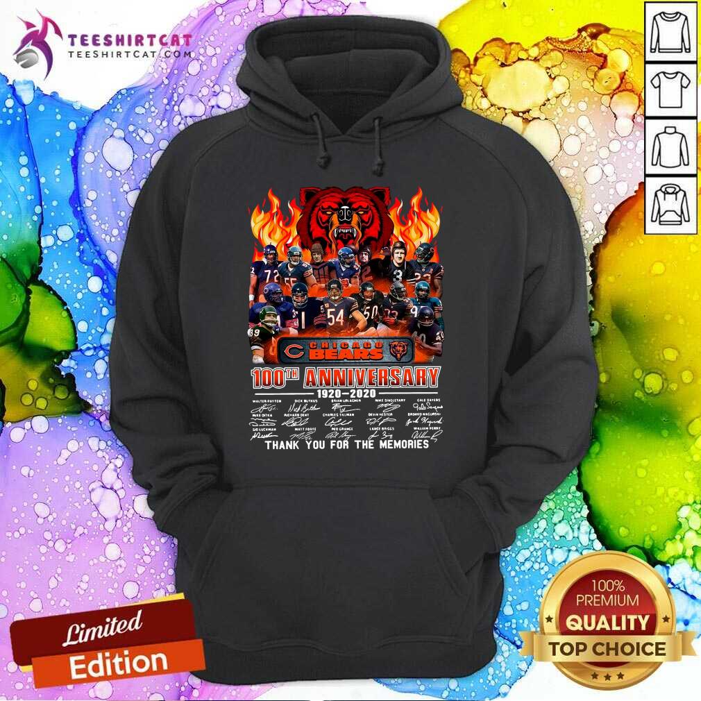 Chicago Bears 100th Anniversary 1920 2020 Signatures Thank You For The Memories Hoodie - Design By Teeshirtcat.com Chicago Bears 100th Anniversary 1920 2020 Signatures Thank You For The Memories Hoodie - Design By Teeshirtcat.com