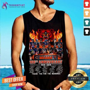 Chicago Bears 100th Anniversary 1920 2020 Signatures Thank You For The Memories Tank Top - Design By Teeshirtcat.com