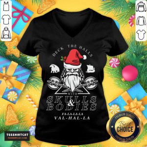 Deck The Halls With Skulls And Bodies Falalala Valhalla Funny Vikings Christmas Gift Deck The Halls T-V Neck- Design By Teeshirtcat.com
