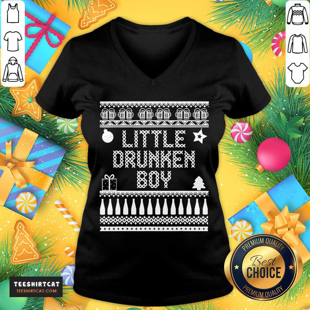 Little Drummer Christmas Parody Little Drunken Boy V Neck- Design By Teeshirtcat.com Little Drummer Christmas Parody Little Drunken Boy V Neck- Design By Teeshirtcat.com