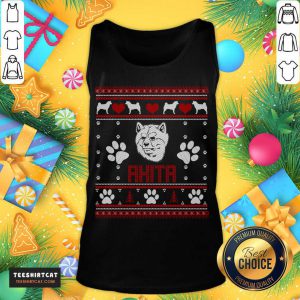 Akita Ugly Christmas Sweater T-Tank Top - Design By Teeshirtcat.com