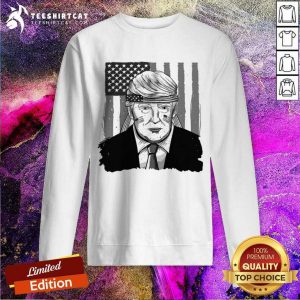 America Ribbon USA Flag Donald Trump 2020 Graphic Sweatshirt- Design By Teeshirtcat.com
