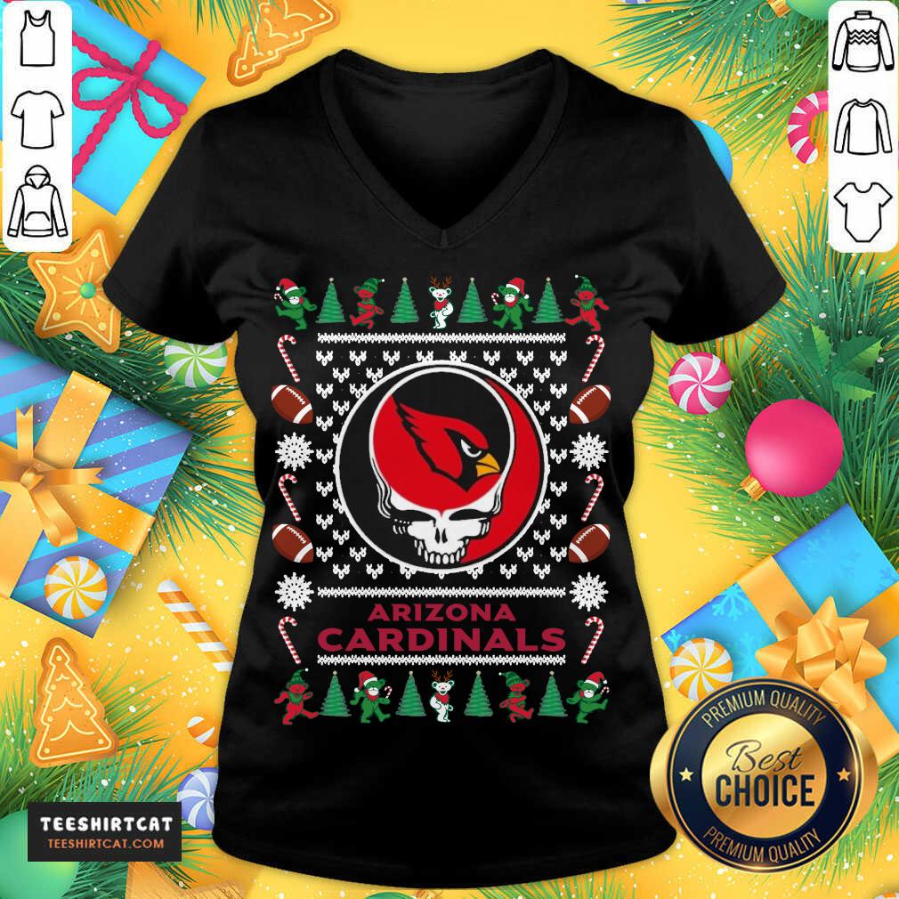 Arizona Cardinals Grateful Dead Ugly Christmas V Neck - Design By Teeshirtcat.com Arizona Cardinals Grateful Dead Ugly Christmas V Neck - Design By Teeshirtcat.com