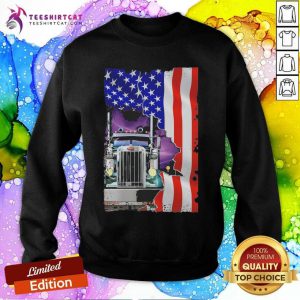 Blood Inside Me Trucker American Flag 2021 Sweatshirt- Design By Teeshirtcat.com