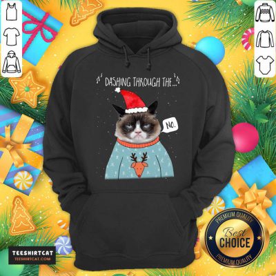  Cat Santa Dashing Through The No Merry Christmas Hoodie- Design By Teeshirtcat.com