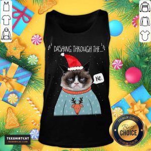 Cat Santa Dashing Through The No Merry Christmas Tank Top- Design By Teeshirtcat.com