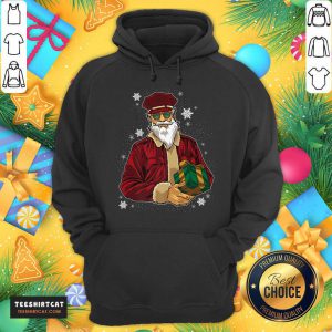 Cool Santa Police Officer Giving Gift On Xmas Santa T-Hoodie- Design By Teeshirtcat.com