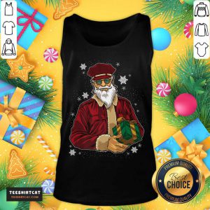 Cool Santa Police Officer Giving Gift On Xmas Santa T-Tank Top- Design By Teeshirtcat.com