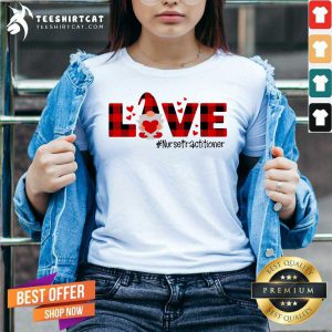 Gnome Love Valentine Nurse Practitioner V Neck - Design By Teeshirtcat.com
