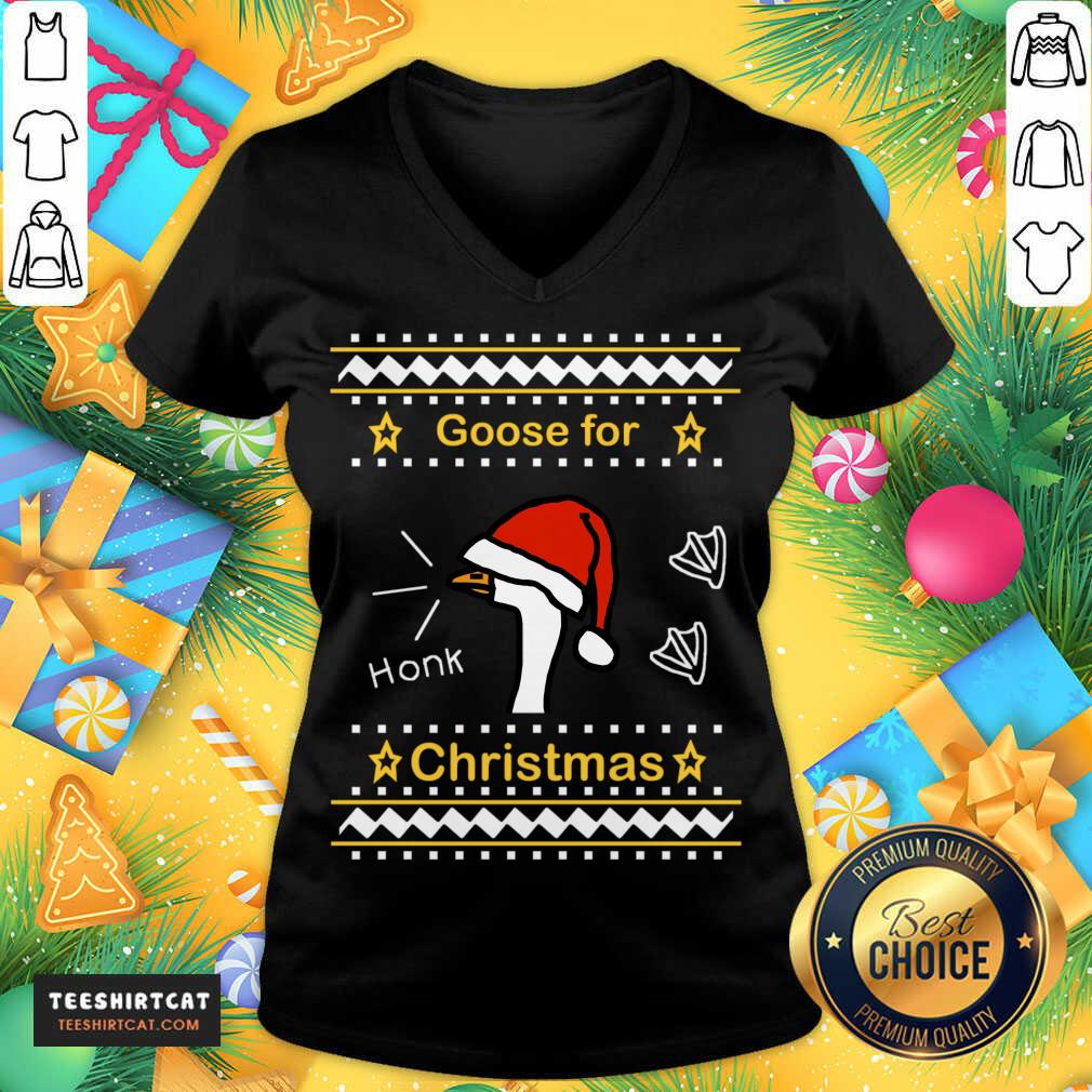 Goose Ugly Christmas Sweater T-V Neck - Design By Teeshirtcat.com
